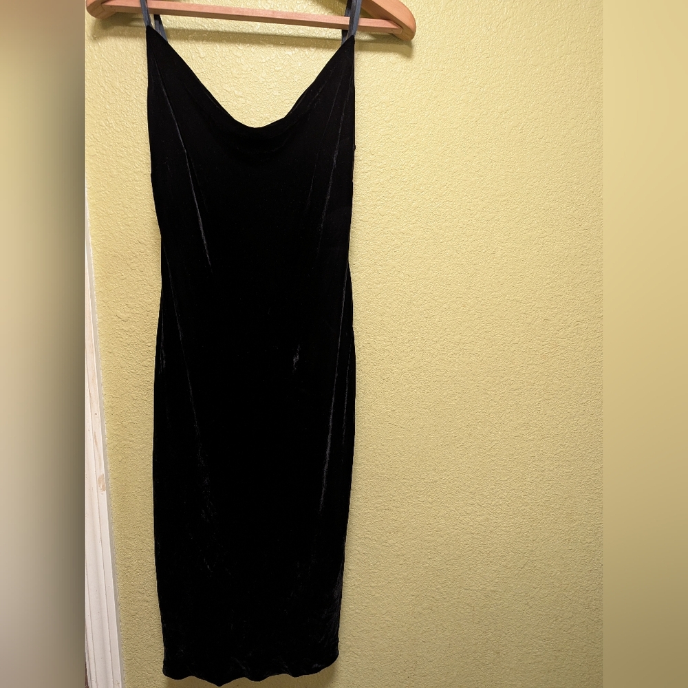 Banana Republic 90s Y2K Black Velvet Silk Blend Slip Dress